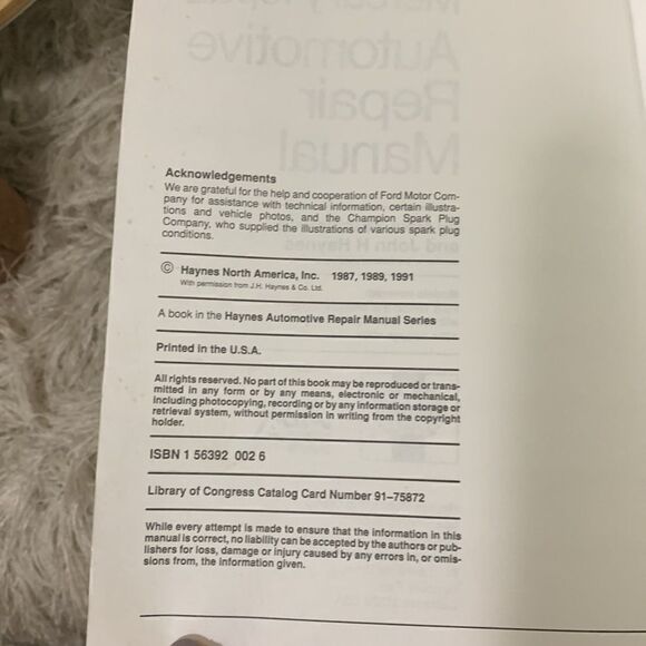 Haynes Repair Manual Ford Tempo & Mercury Topaz 1984-1991 All Gas Engine Models - Picture 10 of 13